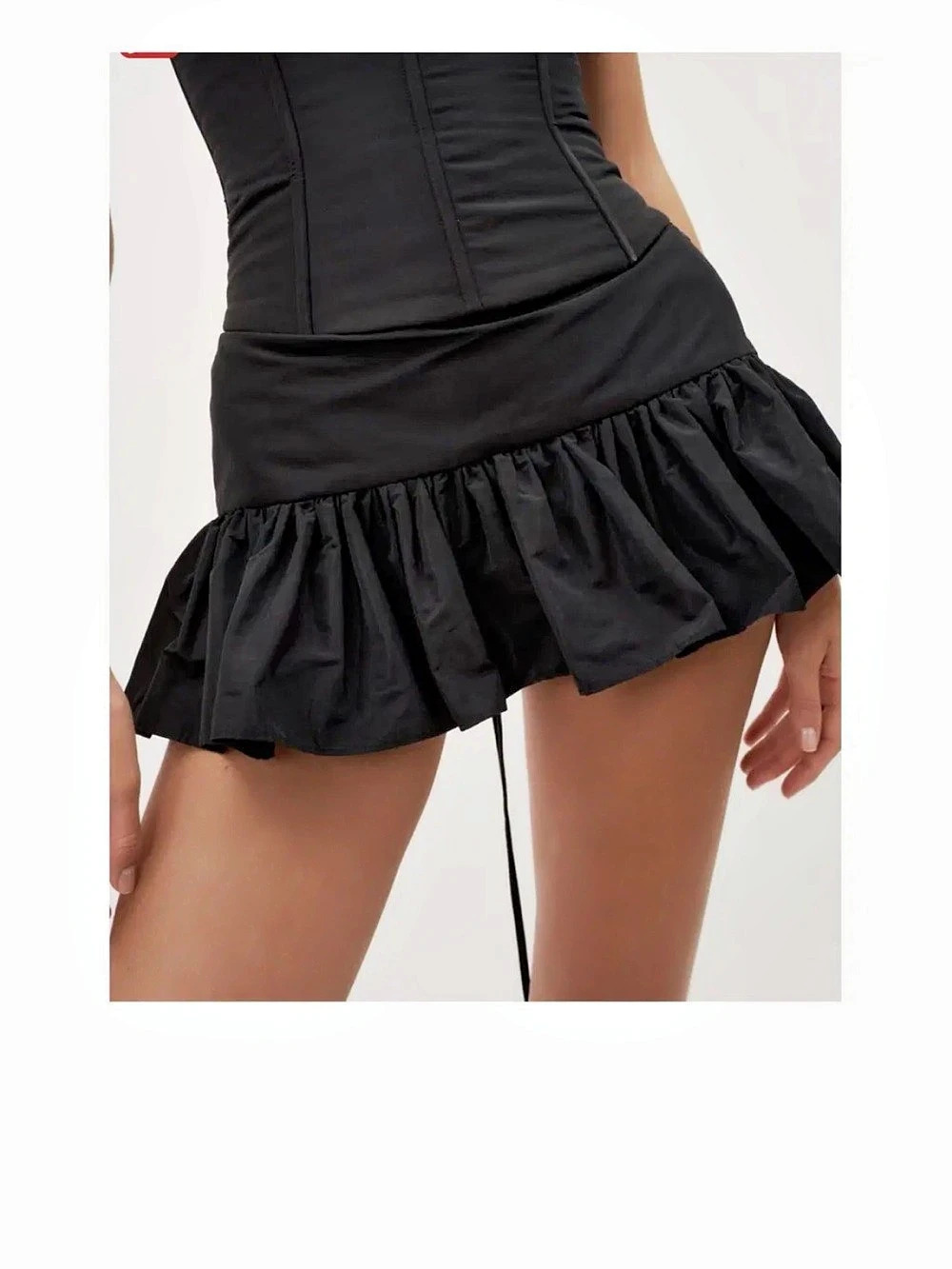 Black Ruffle Mini Skirt Like New - Picture 2 of 3